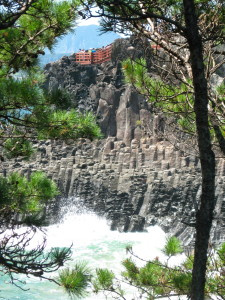The beautiful hexagonal cliffs, with waves crashing at their base. So beautiful.