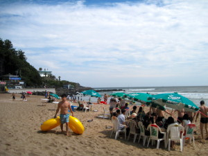 One of the resorty busy beaches. I guess the season just ended - had we been here a few weeks ago, there wouldn't have been room to open an umbrella!