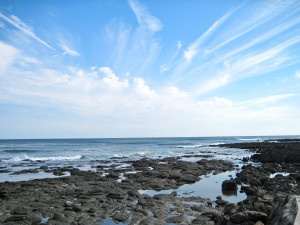 One of the last beaches on the hike - look at the rocks, the water, and those clouds. Lovely end to the day.