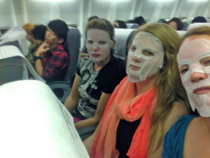 We got masks on Saturday, but forgot to use them. So we did them on the plane! We didn't even get that many weird looks. Very disappointing.