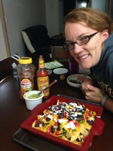 Patrick and I enjoyed a post-Seoul dinner back home. Nachos with chips and cheese from Costco and guac from the Mexican place. Perfection!