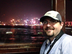 Our ferry back to the peninsula from HK island. Fun skyline with moving building lights.