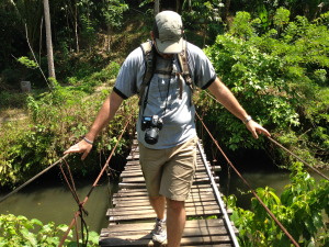Scary bridge to cross the river on the hike. Then back up the other side!