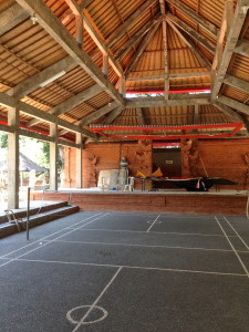 Village meeting space. Used for events and sports! (the floor is made of small smooth stones - white stones make the lines).