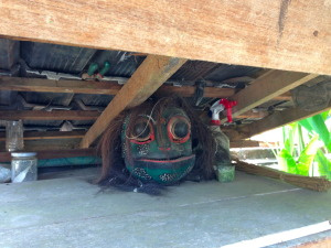 A mask outside the temple
