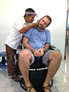 After scooping and vacuuming, he found a small tear on the ear drum.