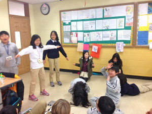 Playing improv games during our Literacy class.