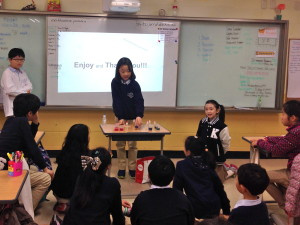 One of my students giving a presentation during English class.